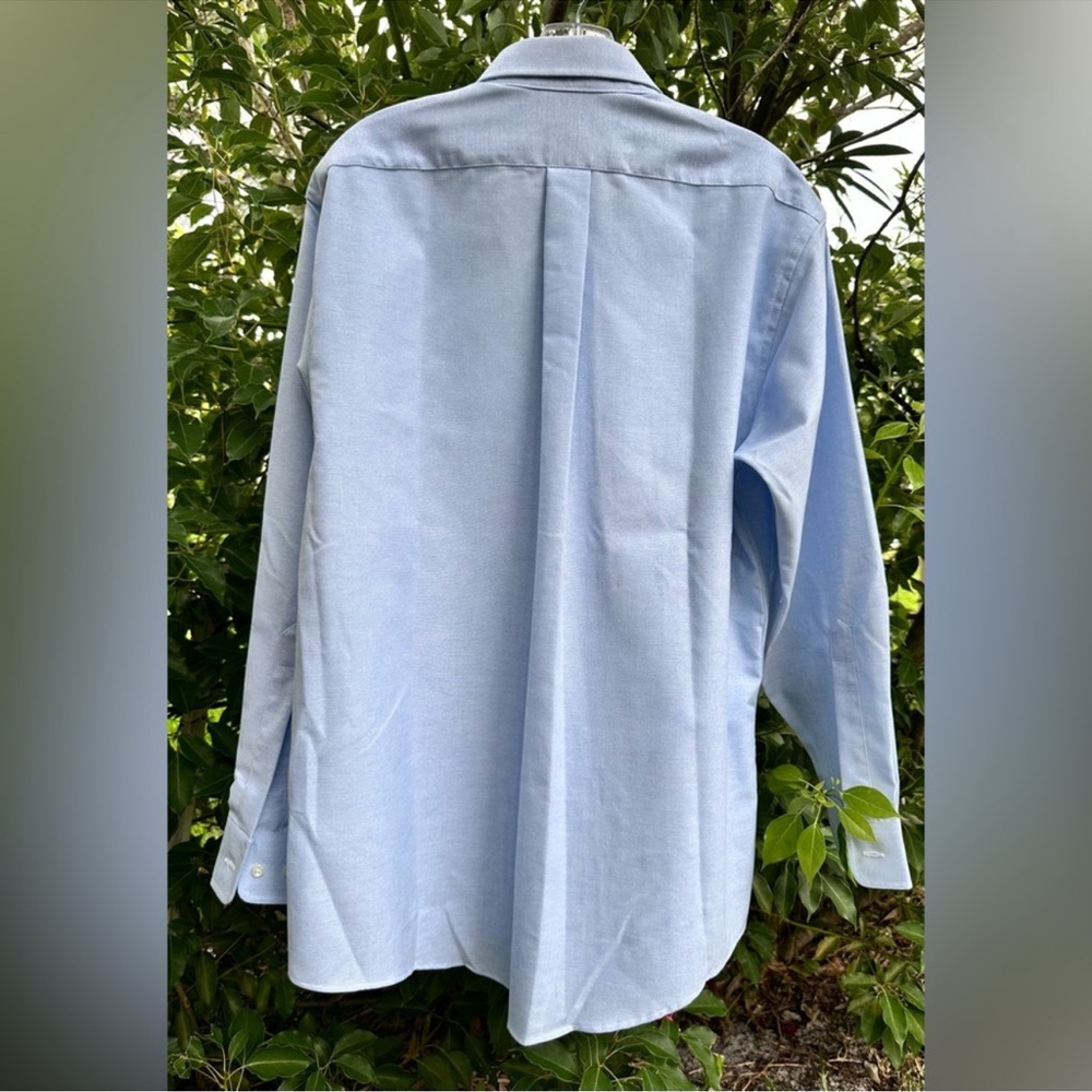NWT The Narrow Company Wrinkle Free Oxford 16. 32/33 Men’s Shirt Light Blue - Picture 7 of 8